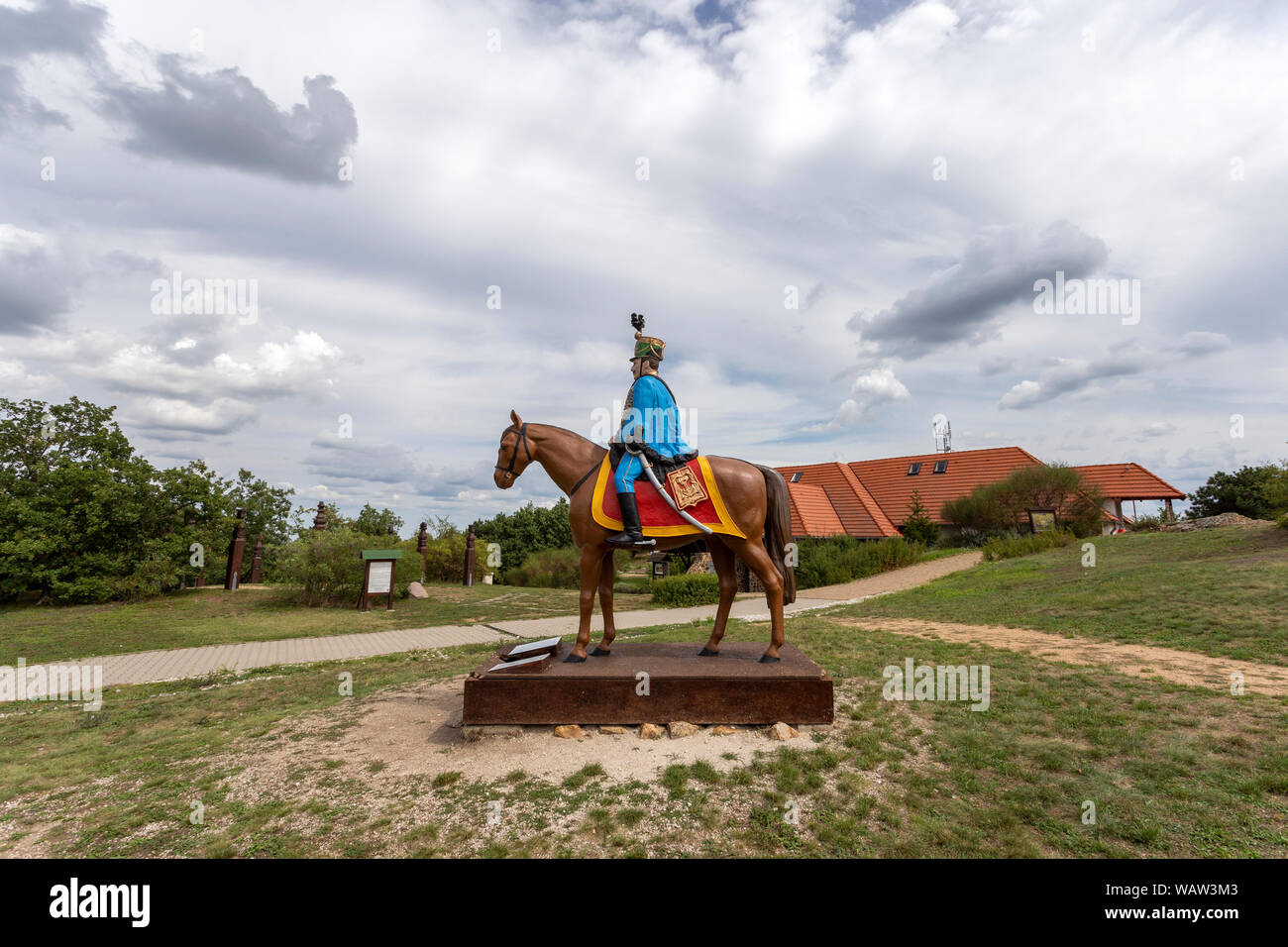 Sad Tank Hussar sculpture at the Military memorial park in Pakozd, Hungary Stock ...