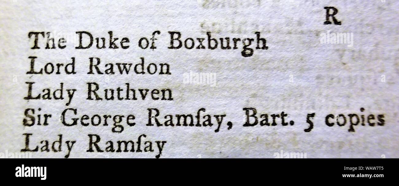 Duke of Boxburgh misprint, 1787 Edinburgh Edition. Poems Chiefly in the Scottish Dialect. Robert Burns. Stock Photo