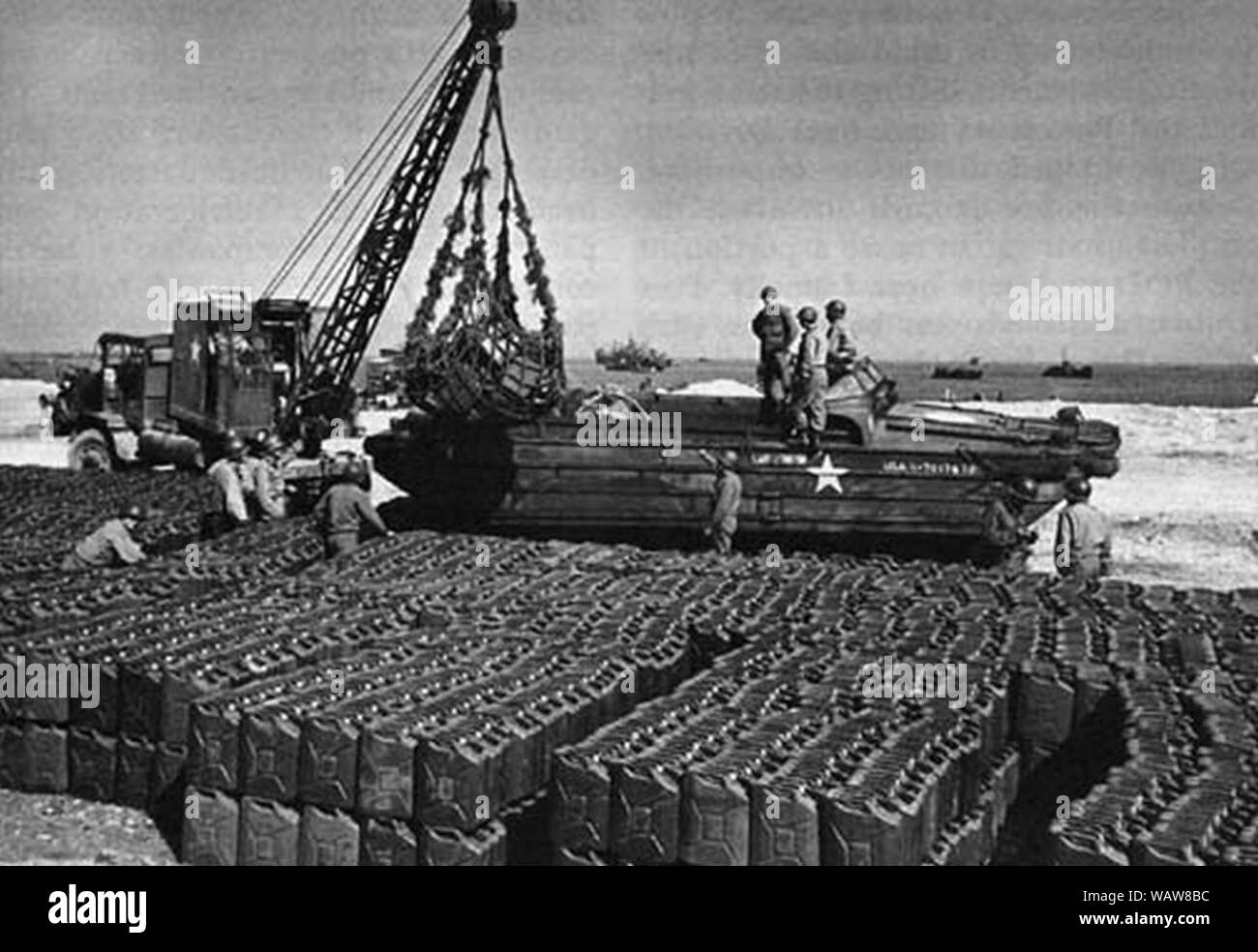 DUKW-and-crane-slapton-sands-1944. Stock Photo