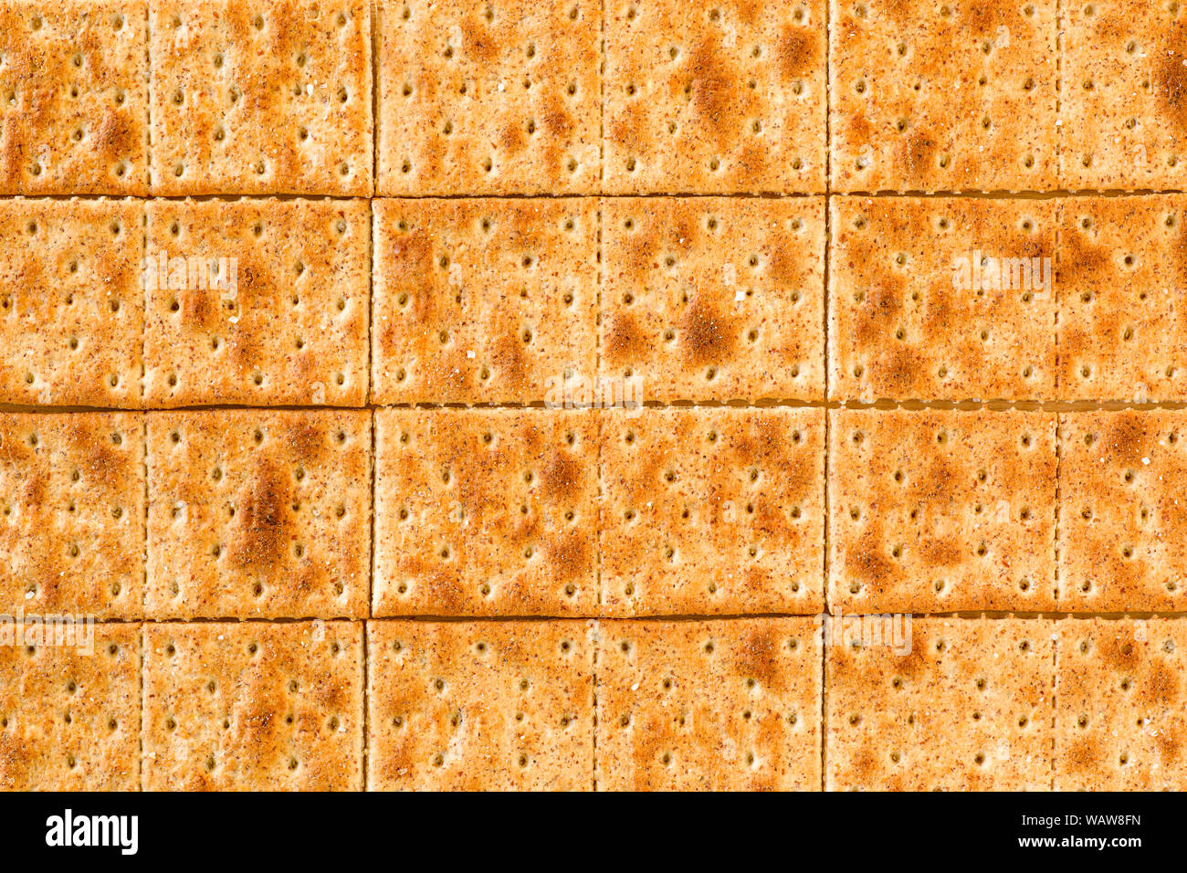 Full Frame Shot with Many Whole Wheat Crackers Stock Photo