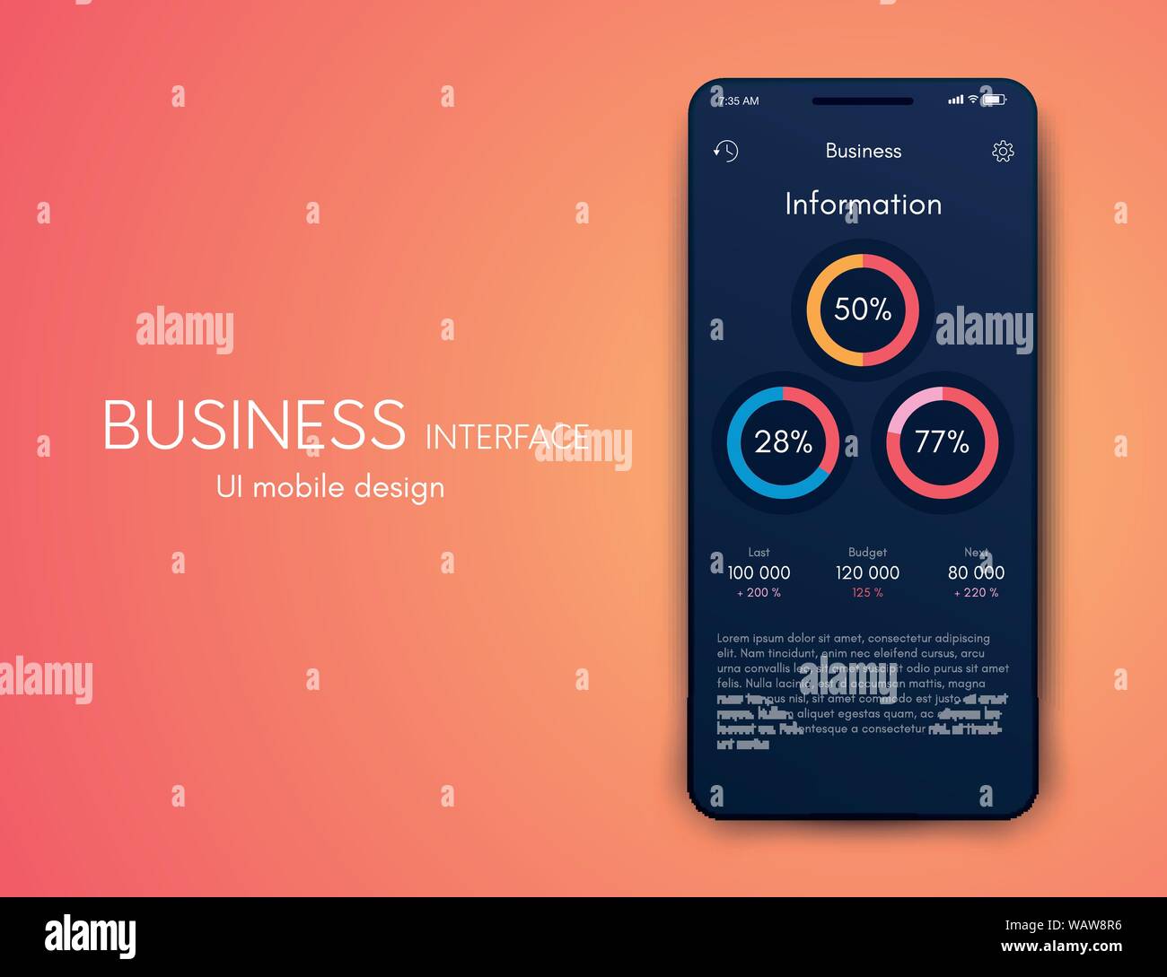 Mobile application interface. Ui design, vector illustration Stock ...