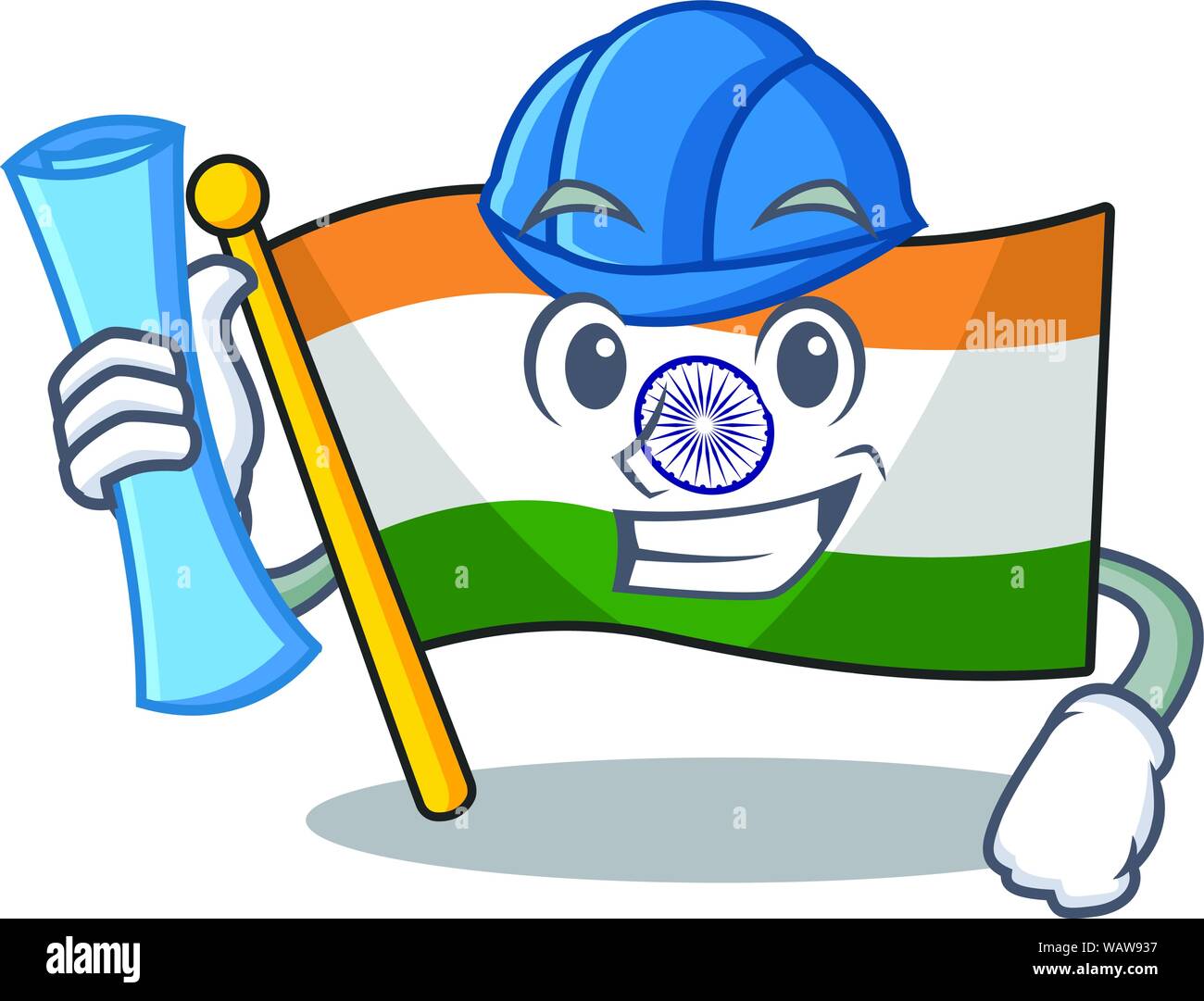 Architect flag indian with the mascot shape Stock Vector