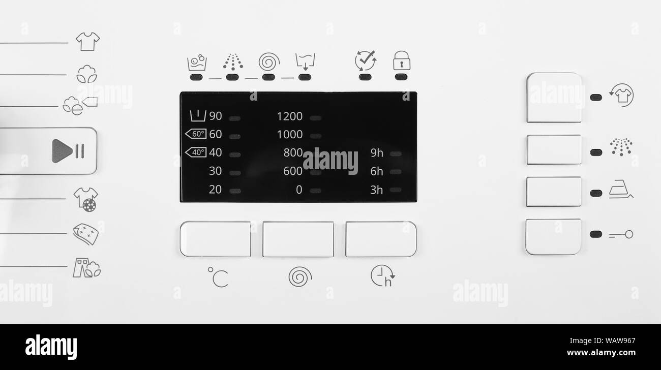 Major appliance - Front view washing machine Control Panel Electronic ...