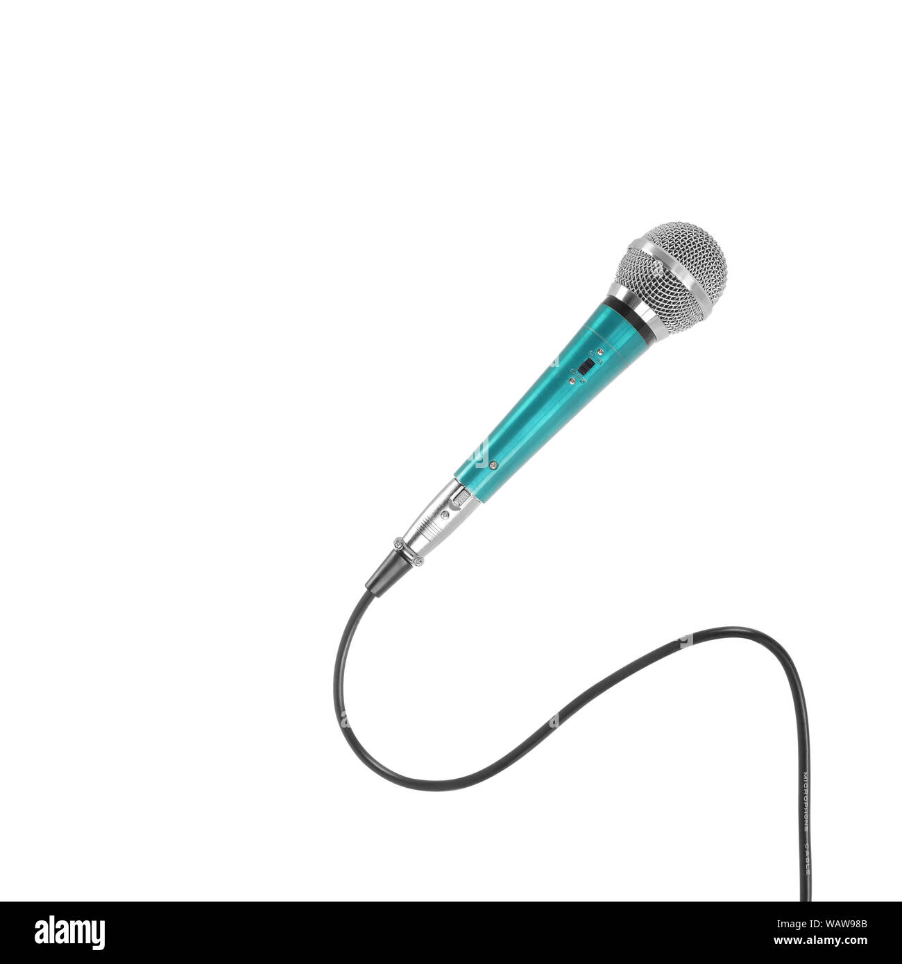 Music and sound Vintage vocal microphone and cable isolated on a