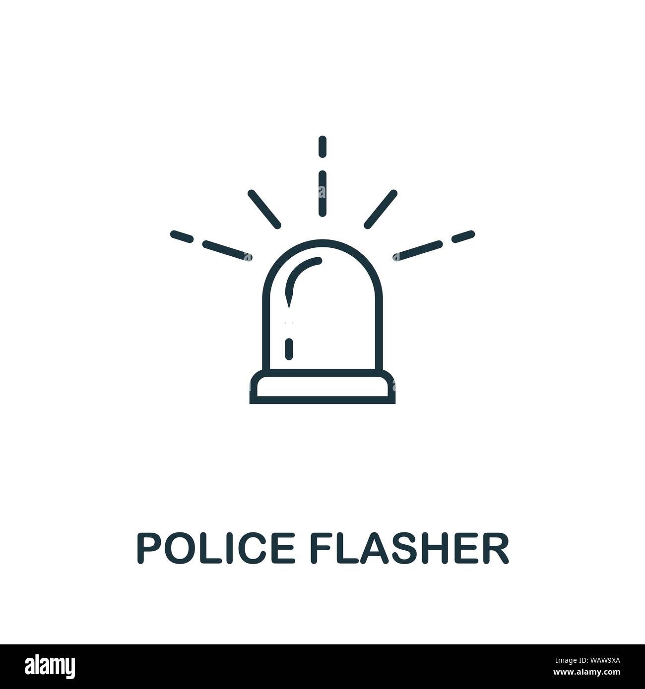 Police Flasher thin line icon. Creative simple design from security icons collection. Outline police flasher icon for web design and mobile apps usage Stock Vector