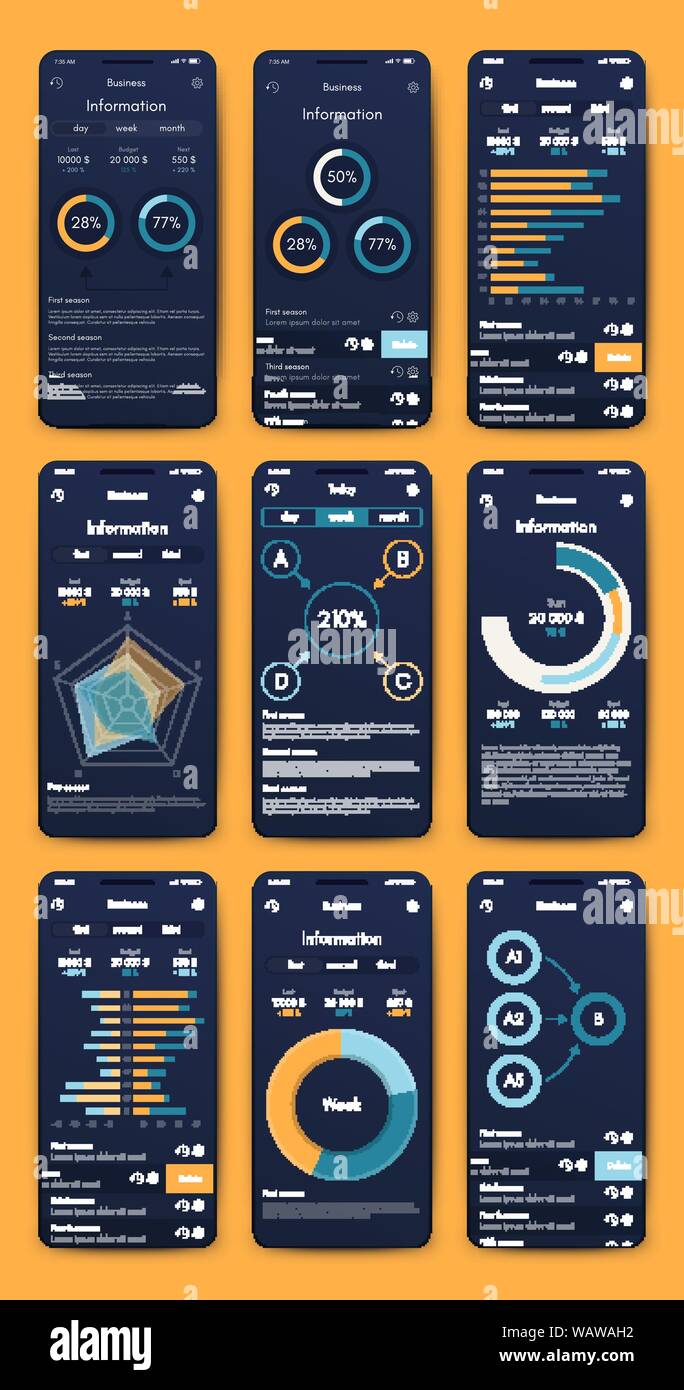 Different UI, UX, GUI screens and flat web icons for mobile apps ...