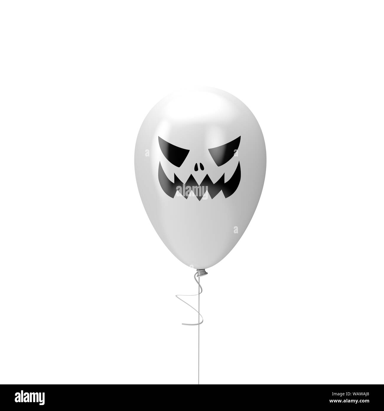 Halloween balloon with spooky face. Happy halloween decotation. 3D Render Stock Photo