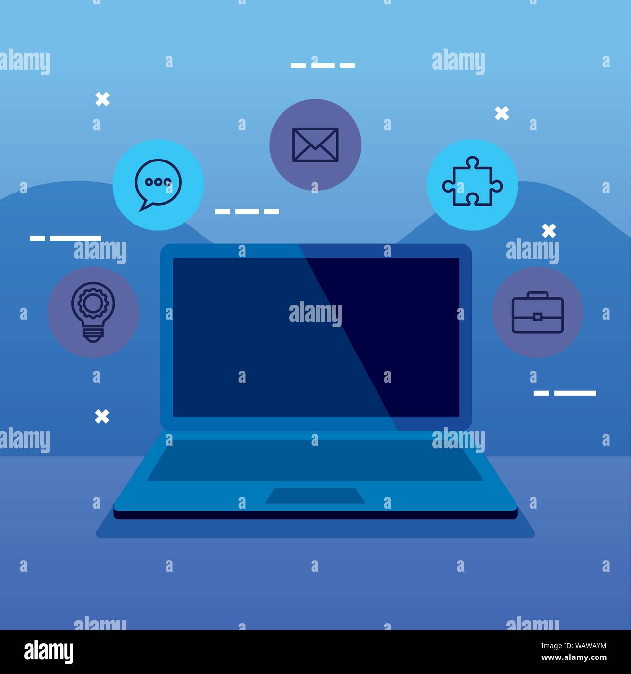 laptop technology with strategy icons report Stock Vector Image & Art ...