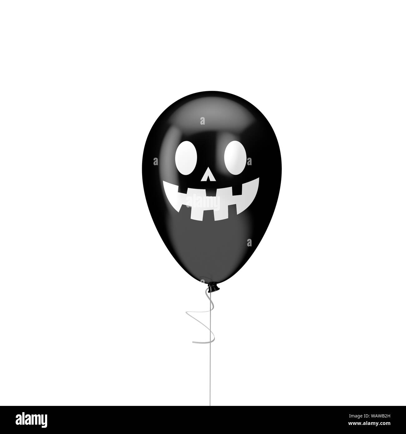 Halloween balloon with spooky face. Happy halloween decotation. 3D Render Stock Photo