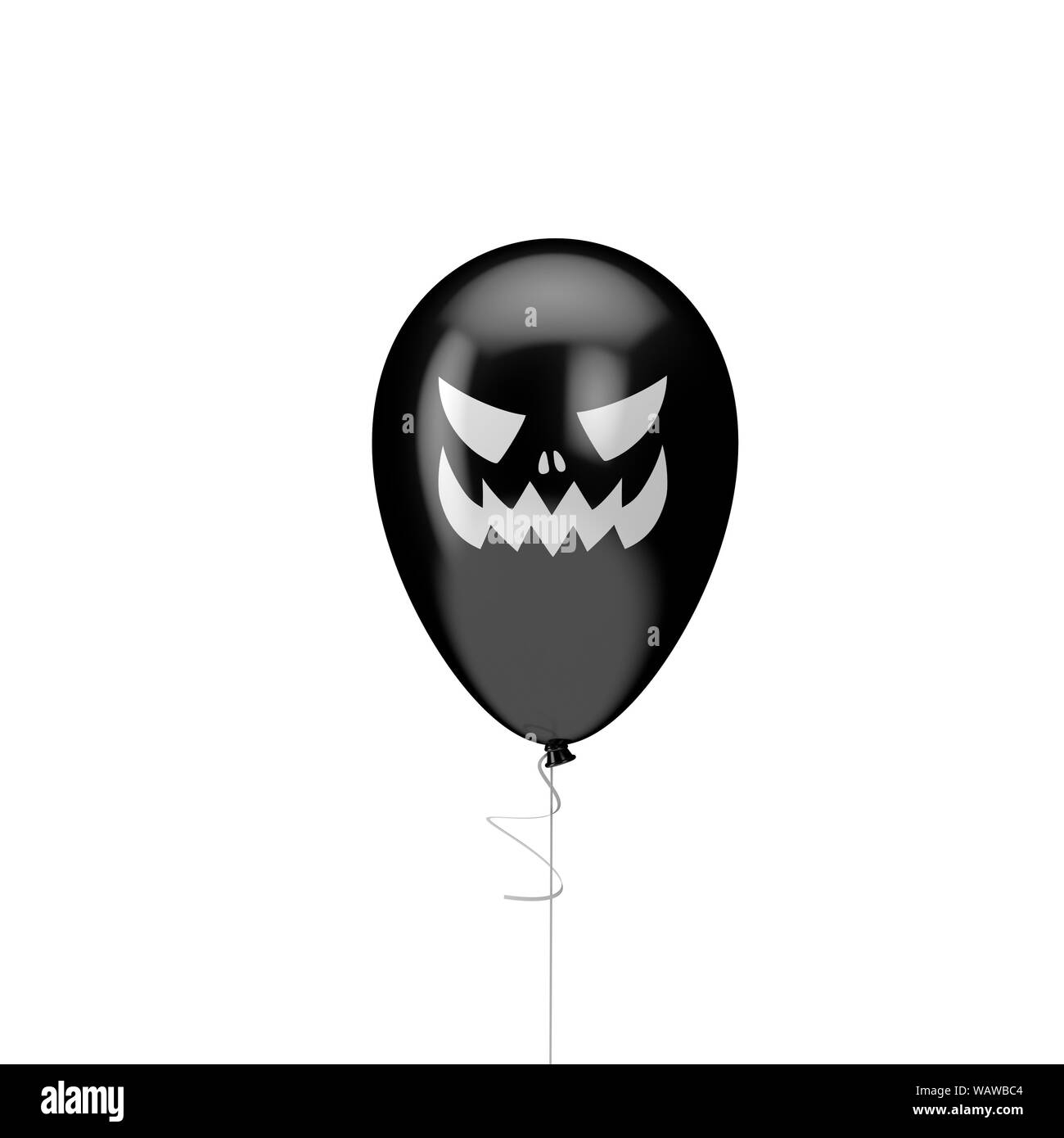 Halloween balloon with spooky face. Happy halloween decotation. 3D Render Stock Photo