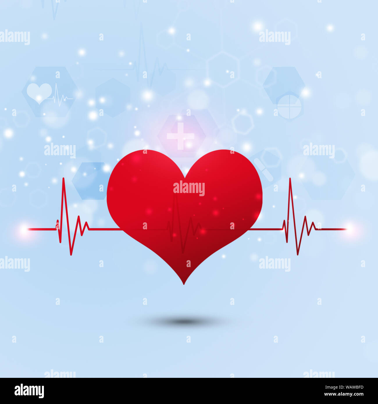 red heart pulsating rhythm graph medical healthcare background Stock ...