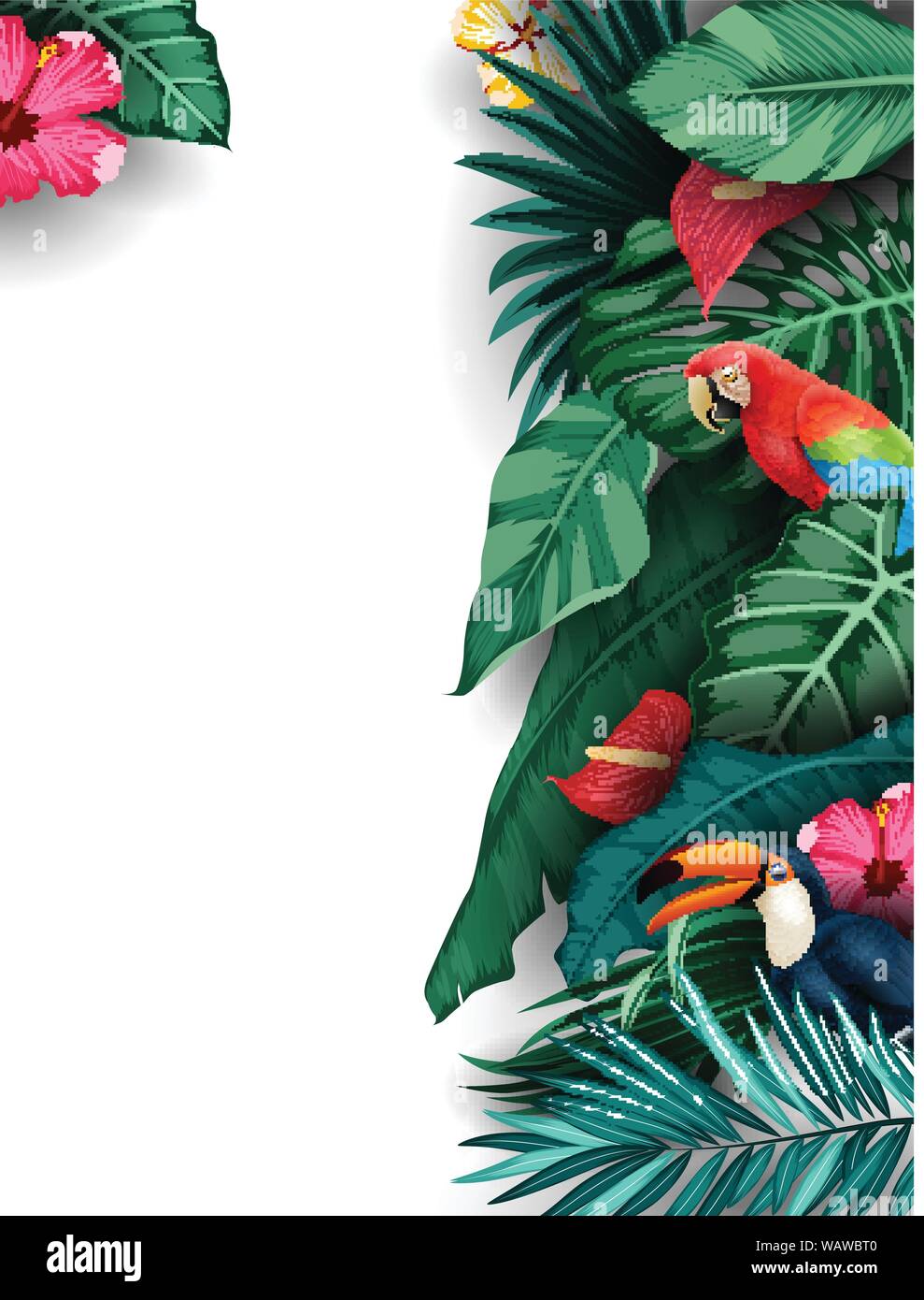 Tropical plants and birds collection set Stock Vector Image & Art - Alamy