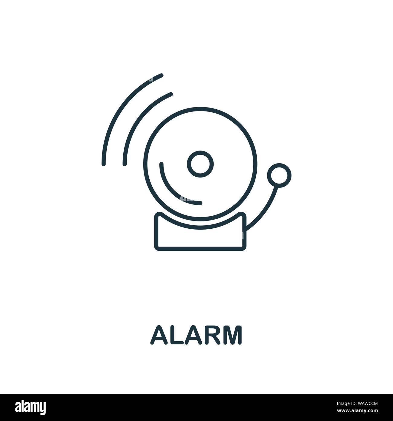 Alarm thin line icon. Creative simple design from security icons collection. Outline alarm icon for web design and mobile apps usage Stock Vector