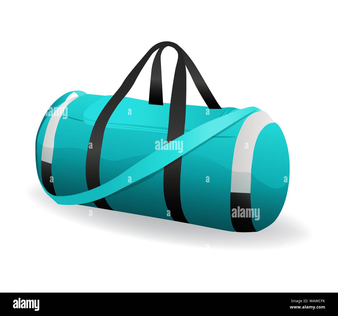 turquoise sport bag for sportswear and equipment icon isolated Stock Vector