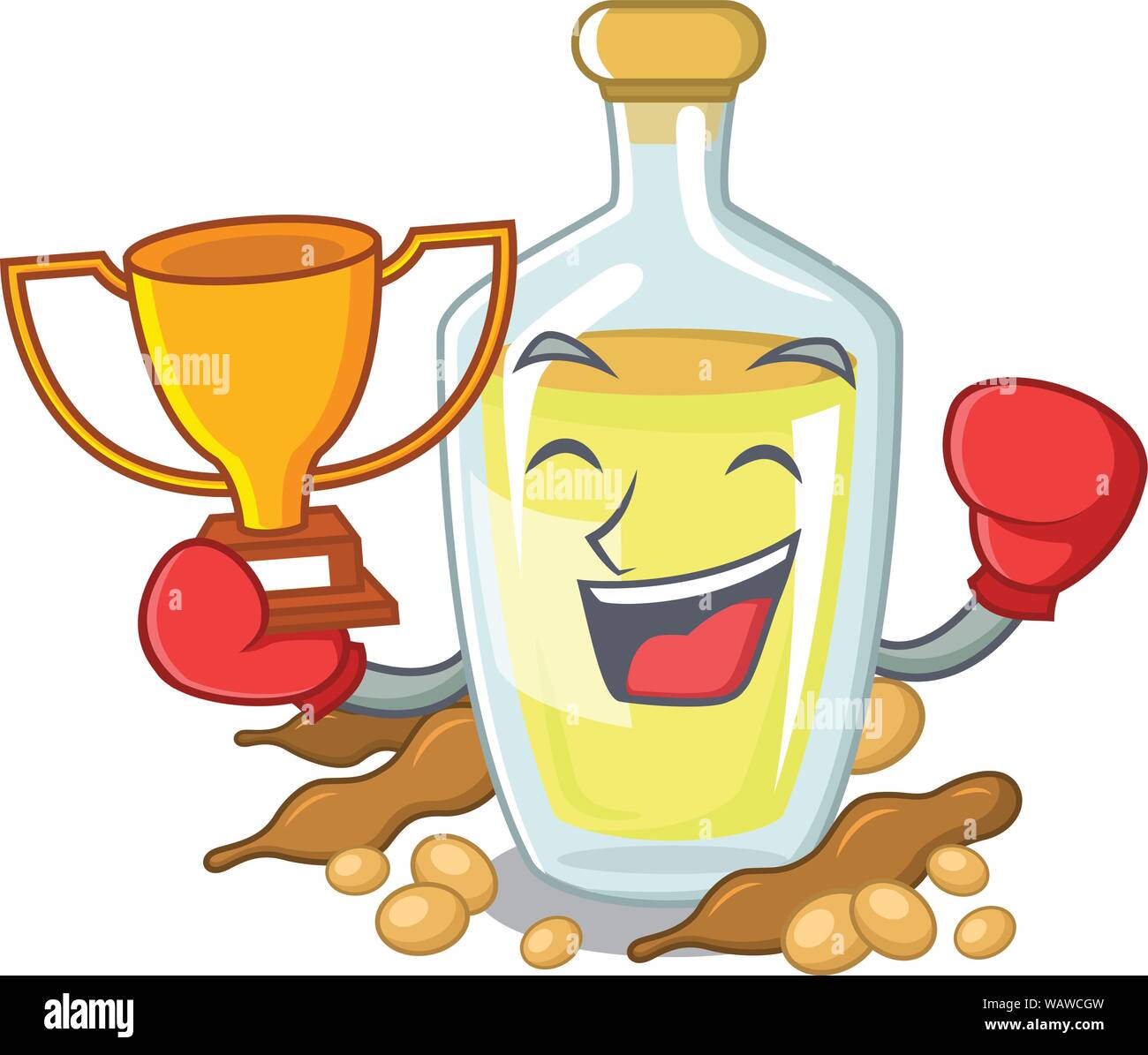 Boxing winner soybean oil with the character shape Stock Vector Image