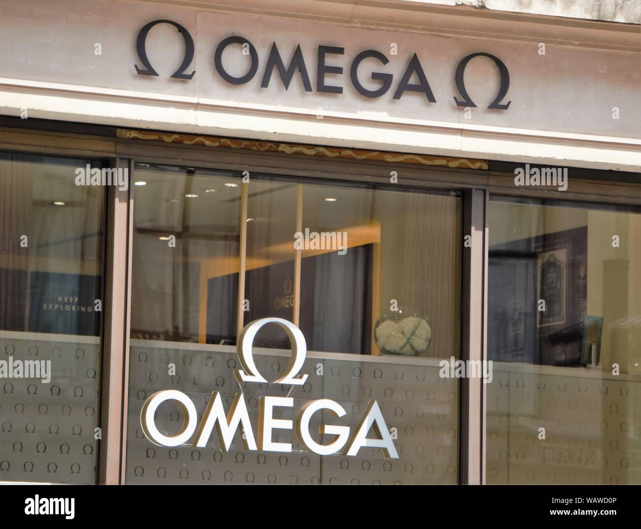 Entrance to the Omega store in Regent Street, London, UK Stock Photo