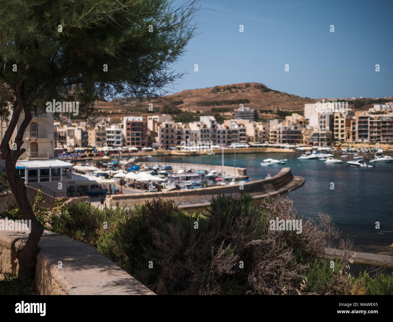 View of a beautiful Marsalforn bay, Gozo - Malta Stock Photo