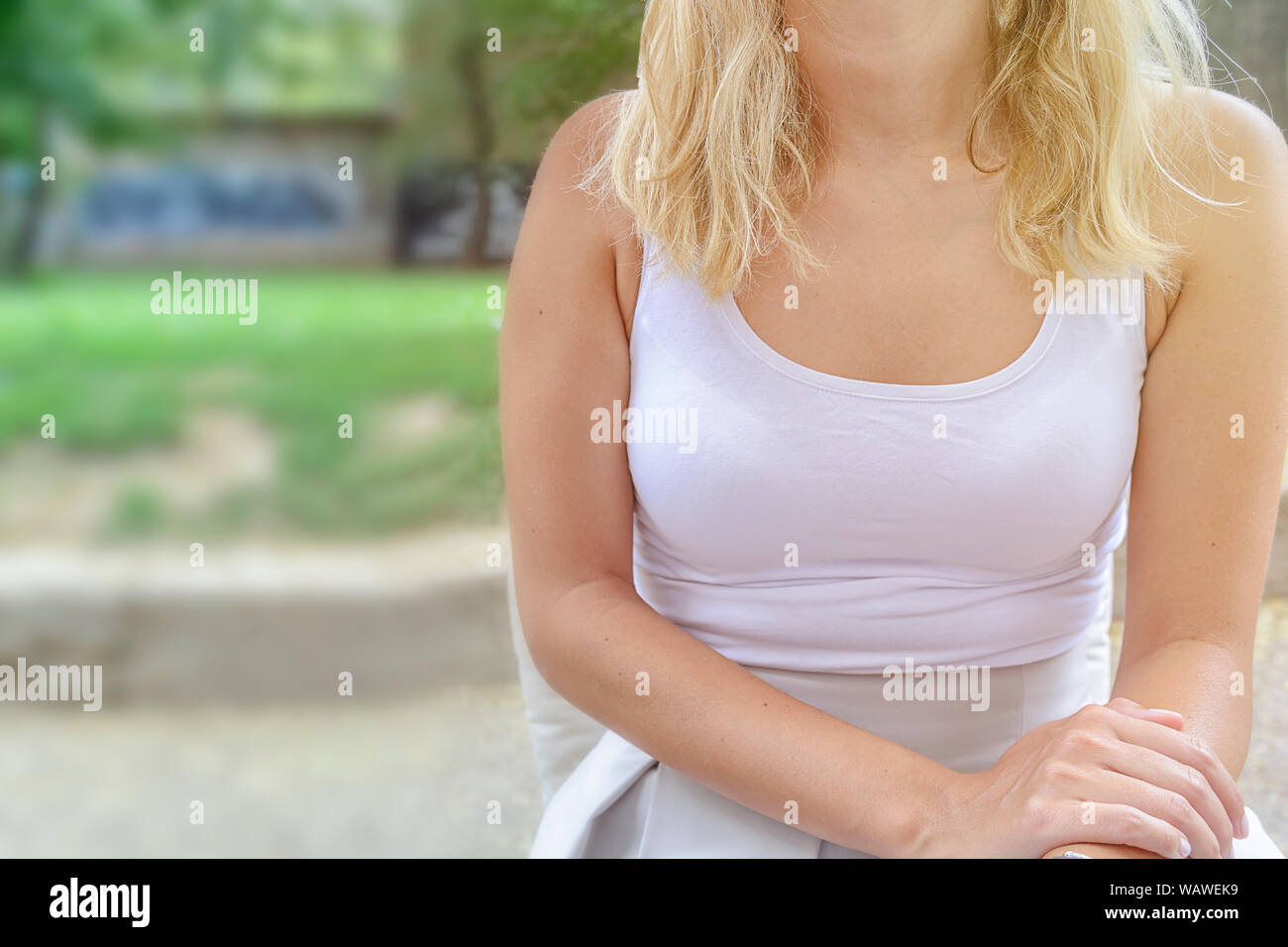 Beautiful young girl spends her time enjoying herself Stock Photo
