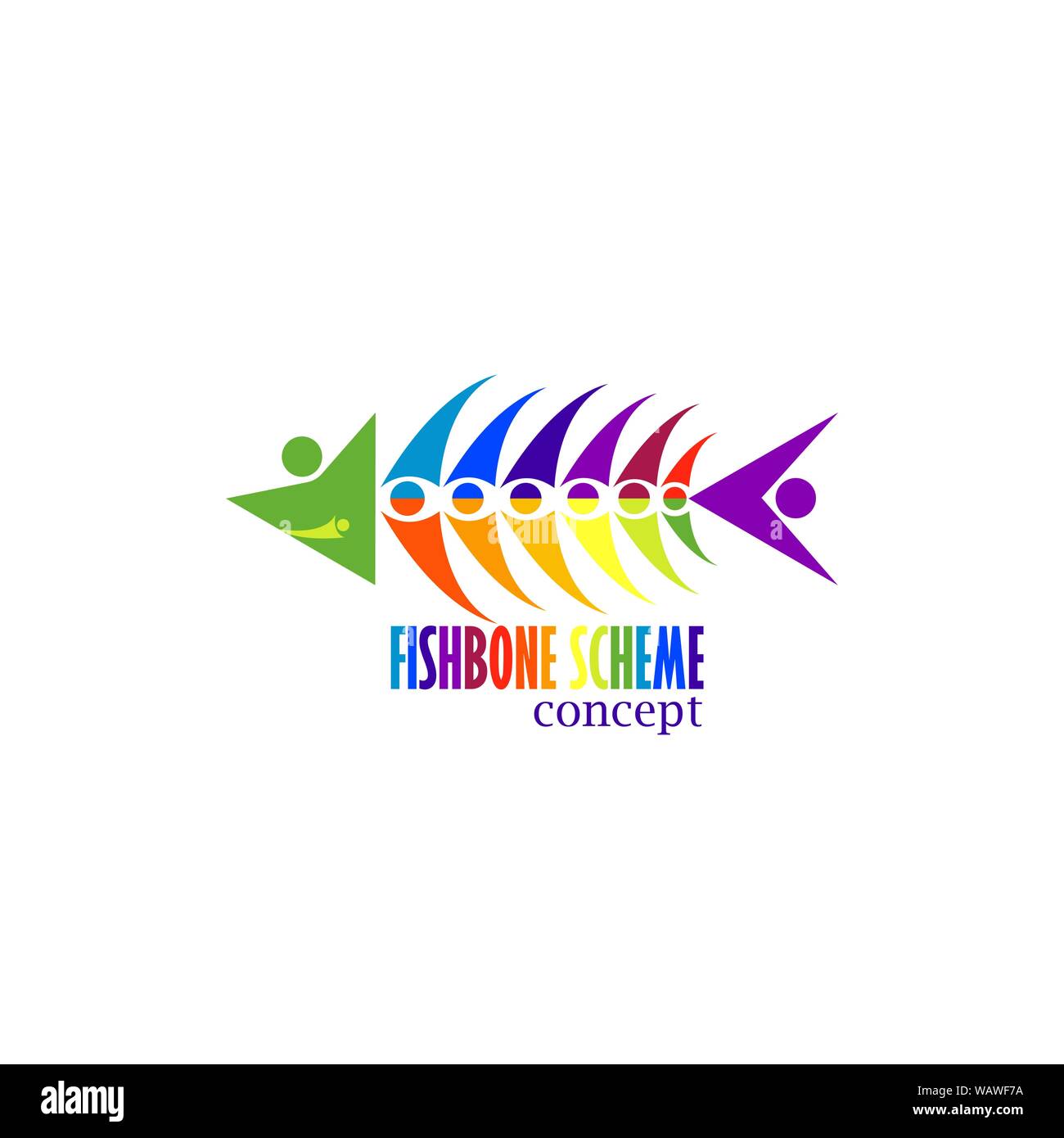 colorful fish bone concept symbols on a white background. Vector
