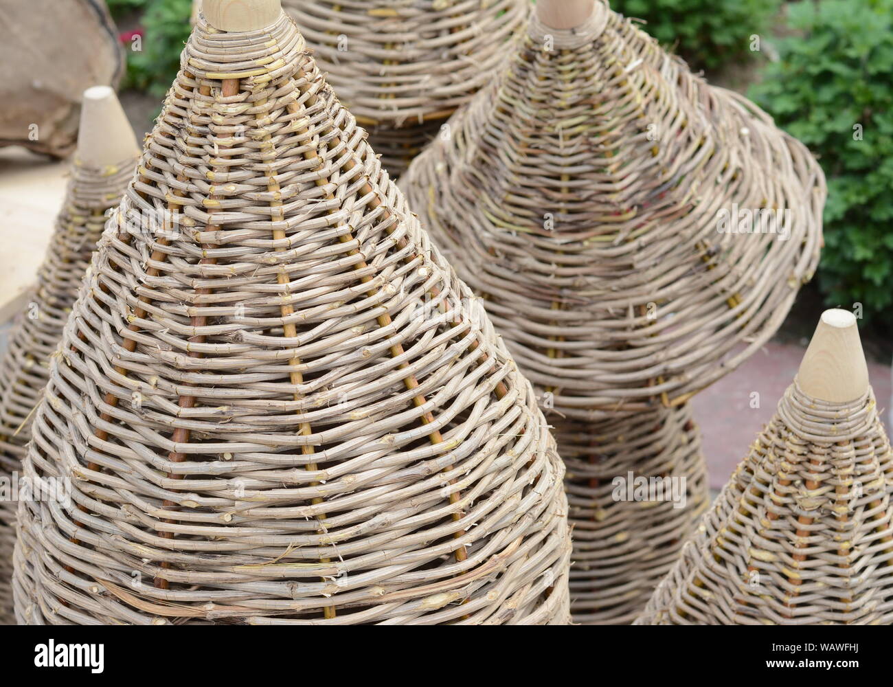 Wicker bee hive. Straw Bee Hive Stock Photo - Alamy