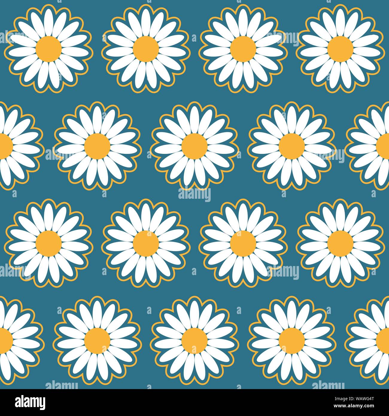 Seamless pattern background with chamomile, colorful illustration, eps10 Stock Vector