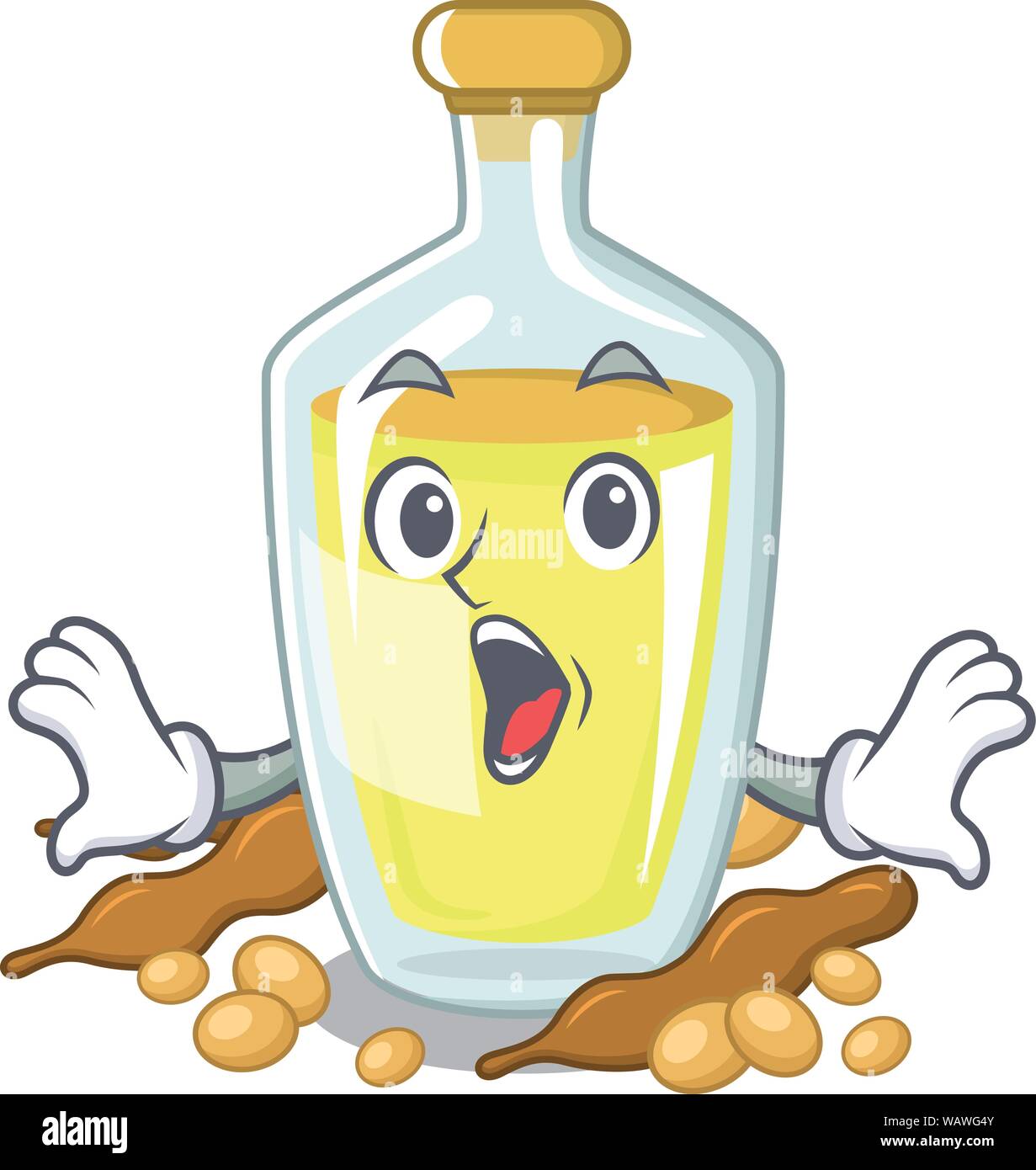 Surprised soybean oil isolated in the cartoon Stock Vector