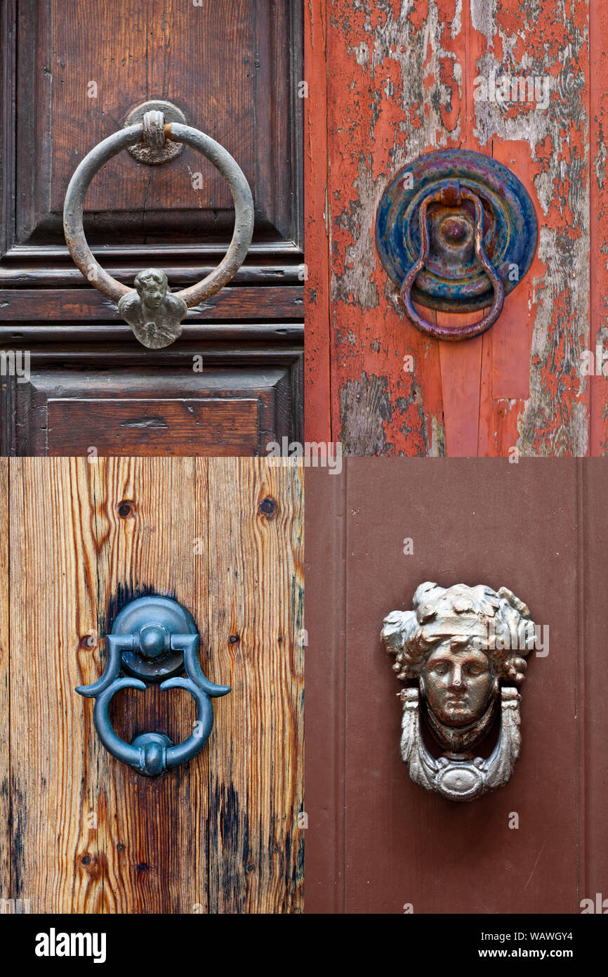 Ancient italian door knockers and handles collection Stock Photo Alamy