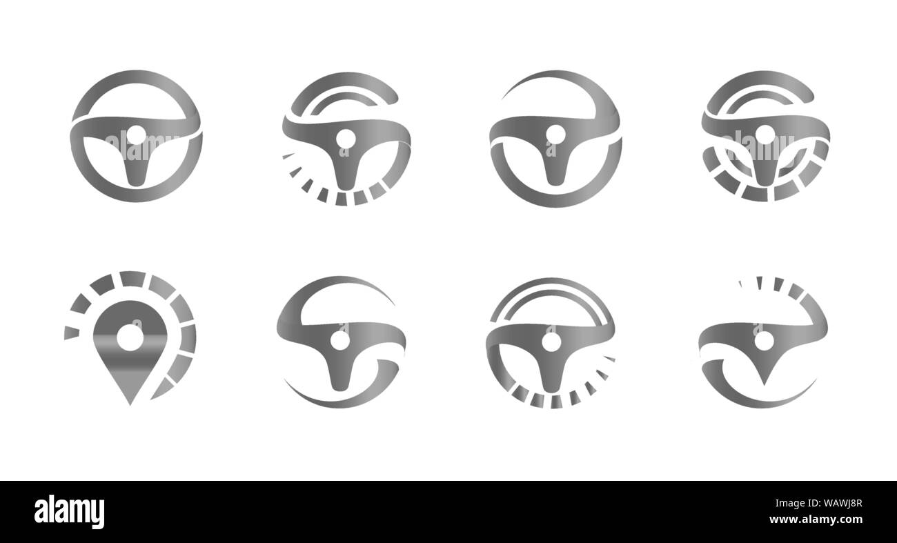 Automobile Steering Wheels Set Of Abstract Icons Logo Template