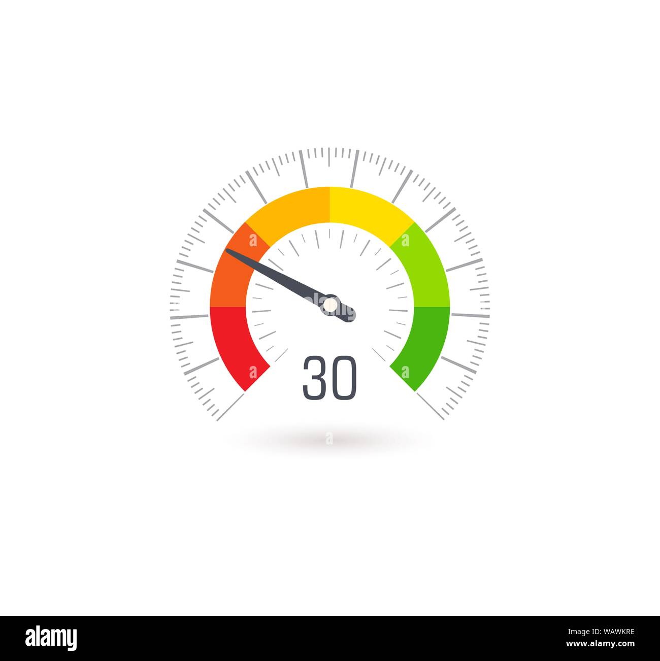 Business meter, indicator icon with colorful segments. Infographic for business rating and quality control, vector illustration. Stock Vector