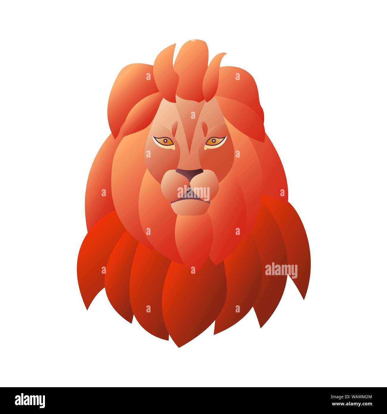 The head of a lion isolated on white background. Illustration with gradient. Vector EPS10 Stock Vector