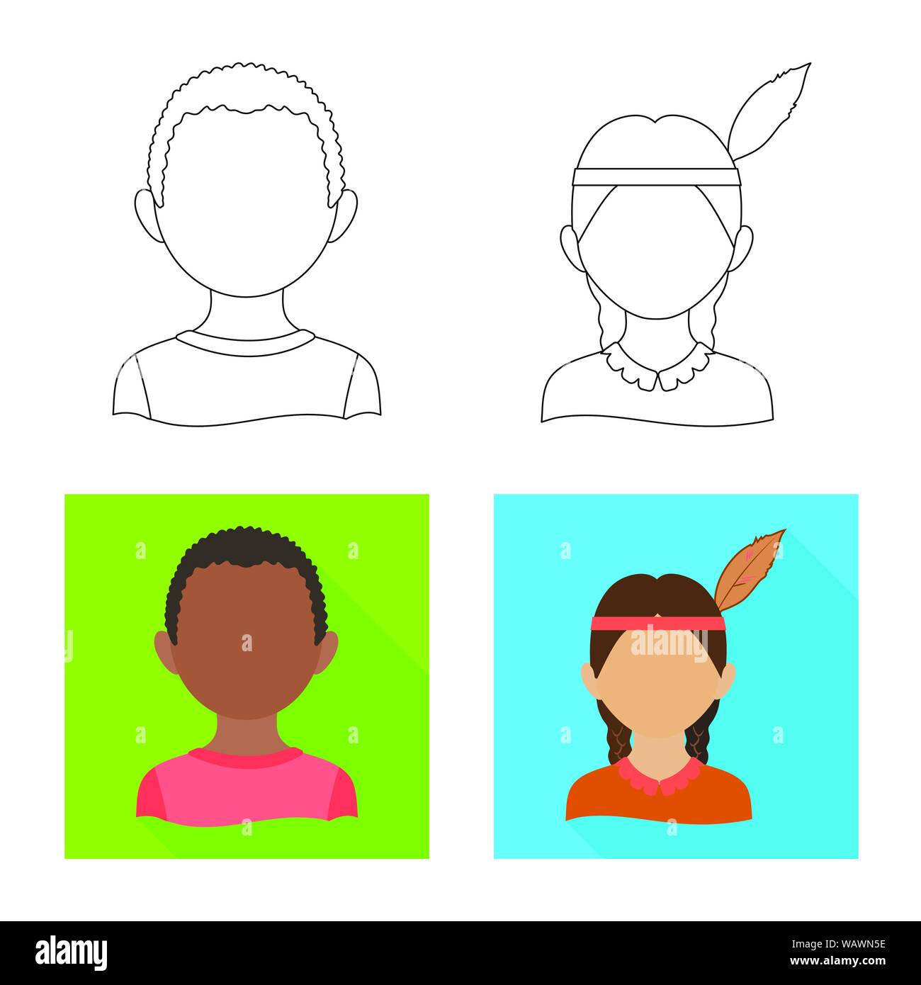 Vector illustration of imitator and resident icon. Set of imitator and ...