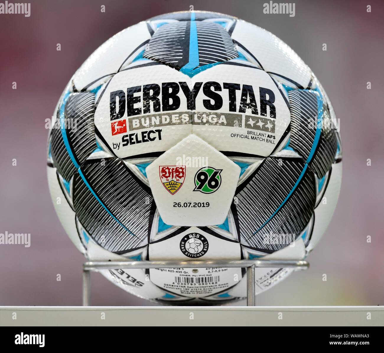 Adiadas Derby-Star, official match ball, Mercedes-Benz Arena, Stuttgart, Baden-Wurttemberg, Germany Stock Photo