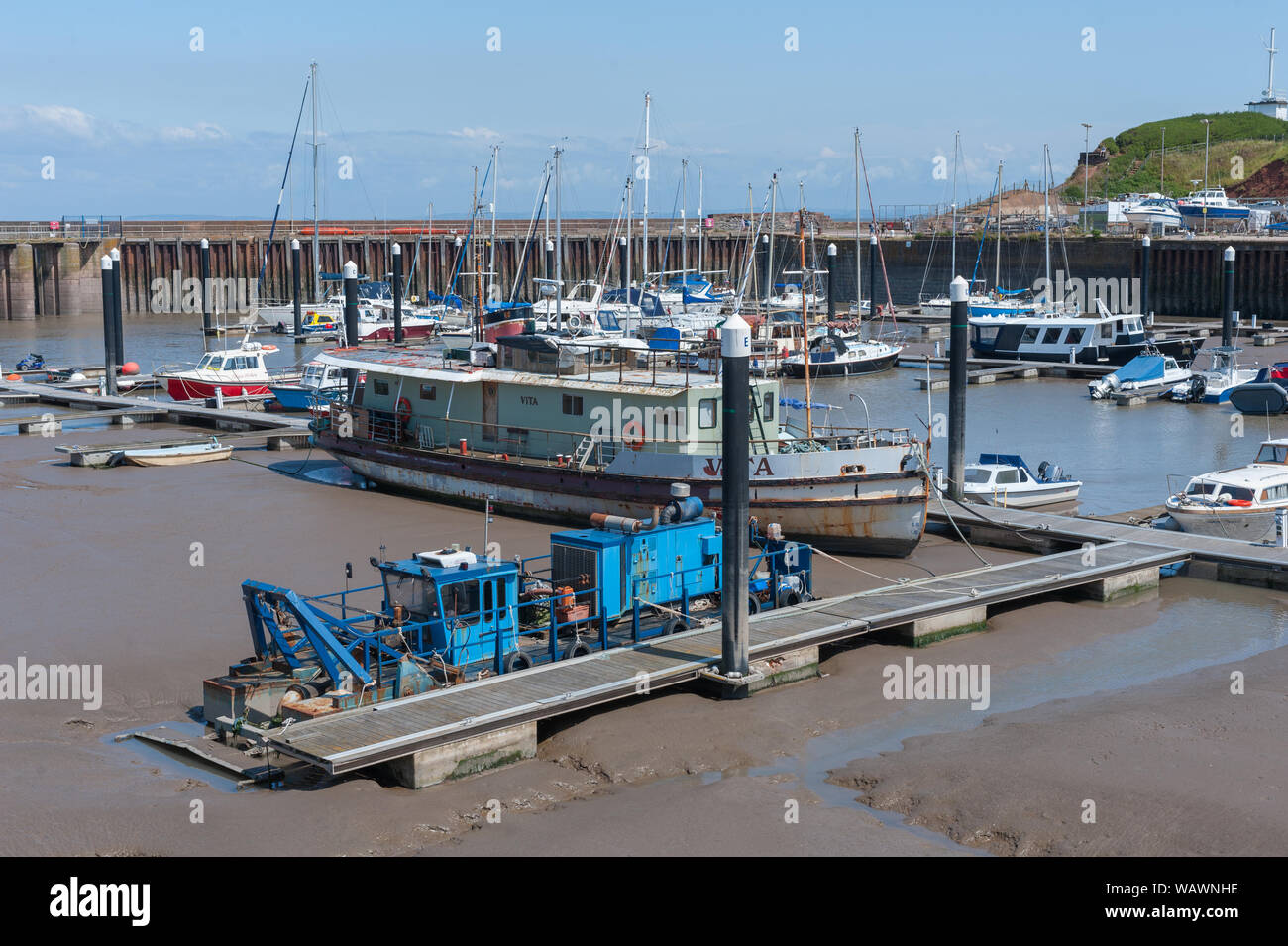Low tide in the Port of Watchet, Somerset, United Kingdom Stock Photo