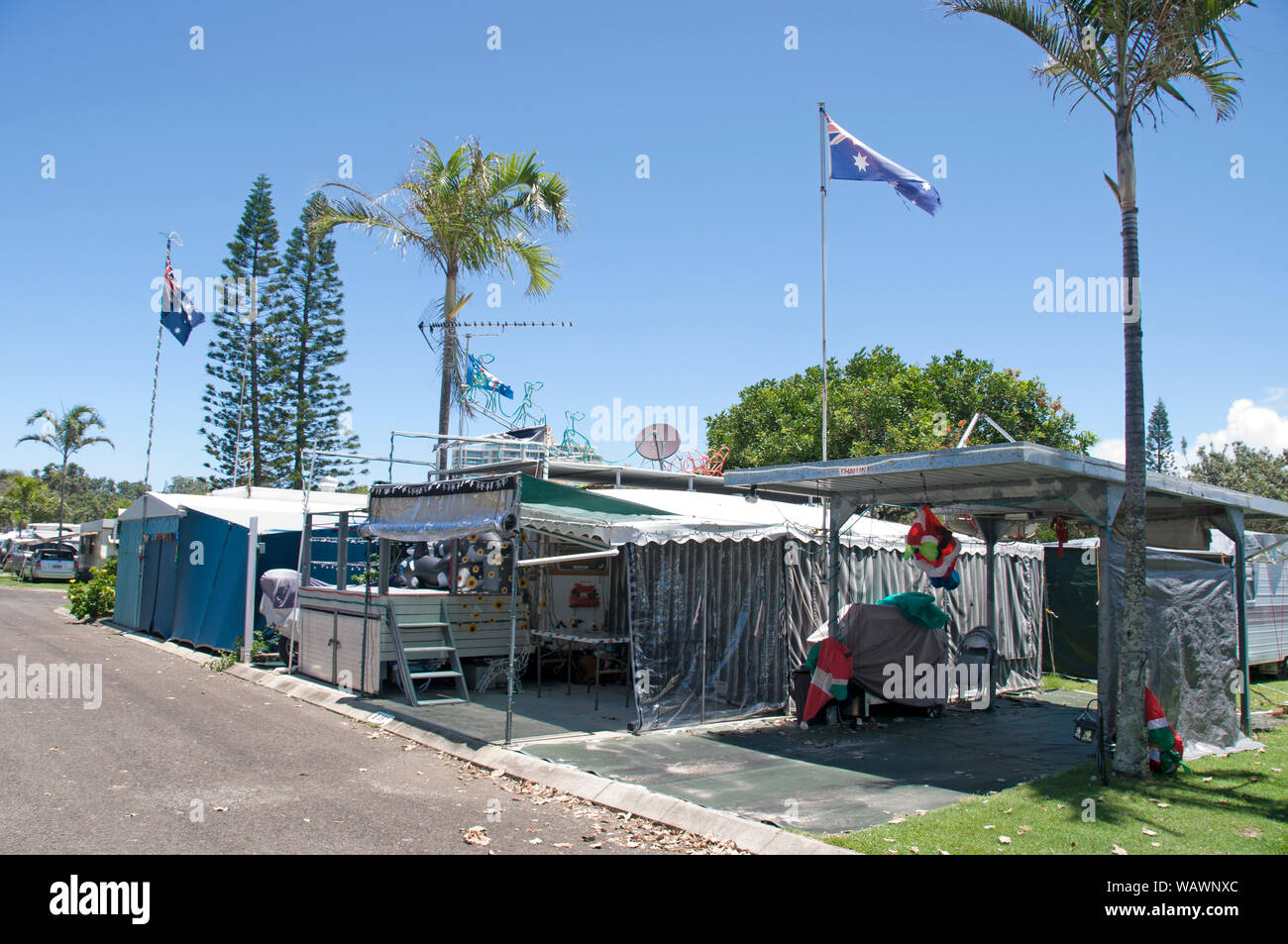 Christmas decorations in Cotton Tree Caravan park at Maroochydore on