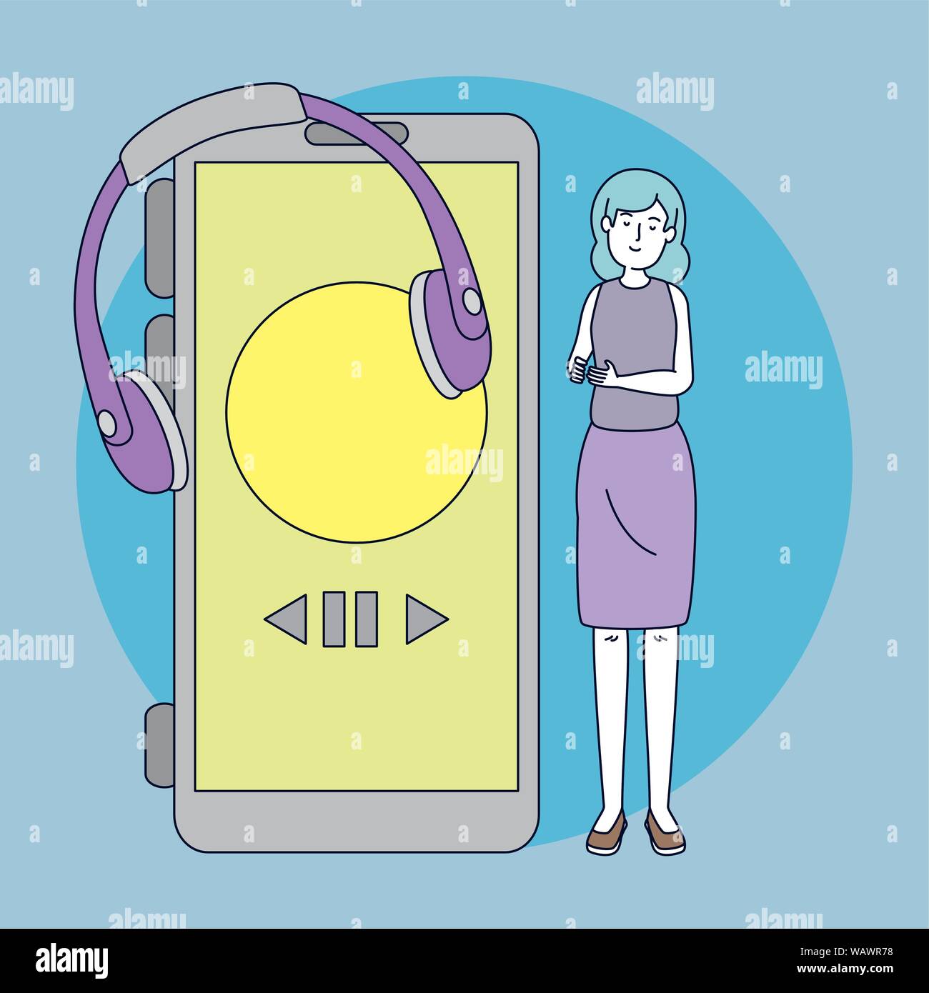 young woman with earphones and smartphone Stock Vector Image & Art - Alamy