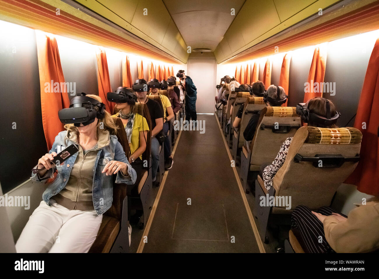 Berlin, Germany. 22nd Aug, 2019. Media representatives sit at a press
