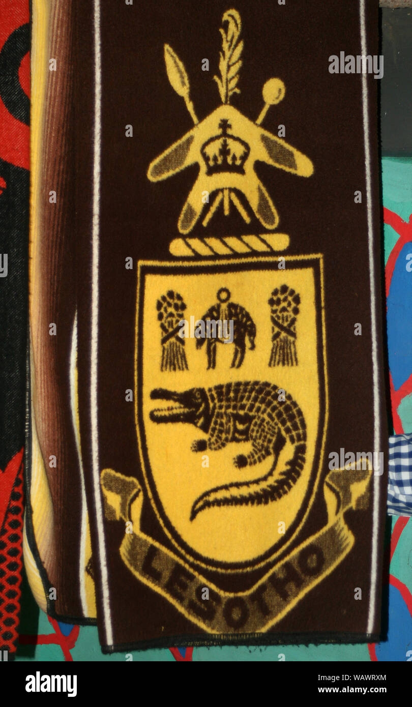 Heritage blankets hanging inside Basotho hut Basotho Cultural