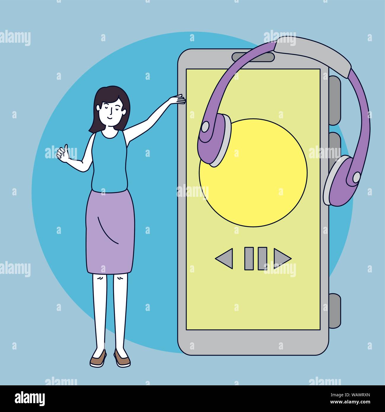 young woman with earphones and smartphone Stock Vector Image & Art - Alamy