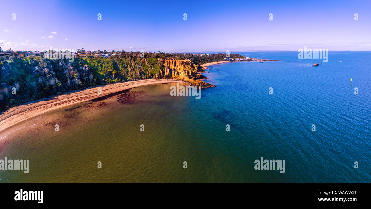 Red Bluff lookout at the Black Rock coastline aerial panoramic