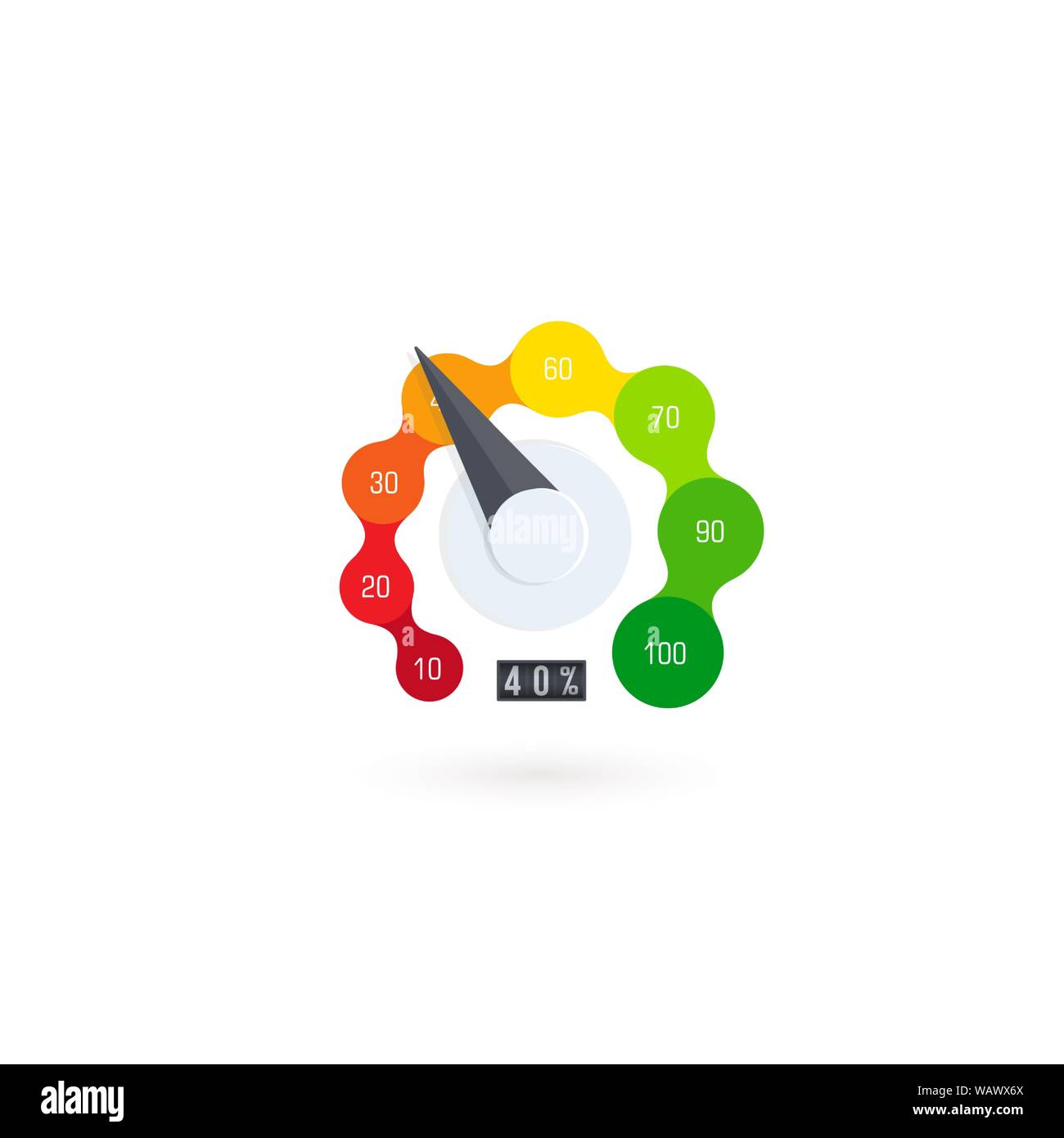 Business meter or business indicator template with emotional cartoon face. Abstract Rating icon. Quality control vector illustration. Bar level meter. Stock Vector