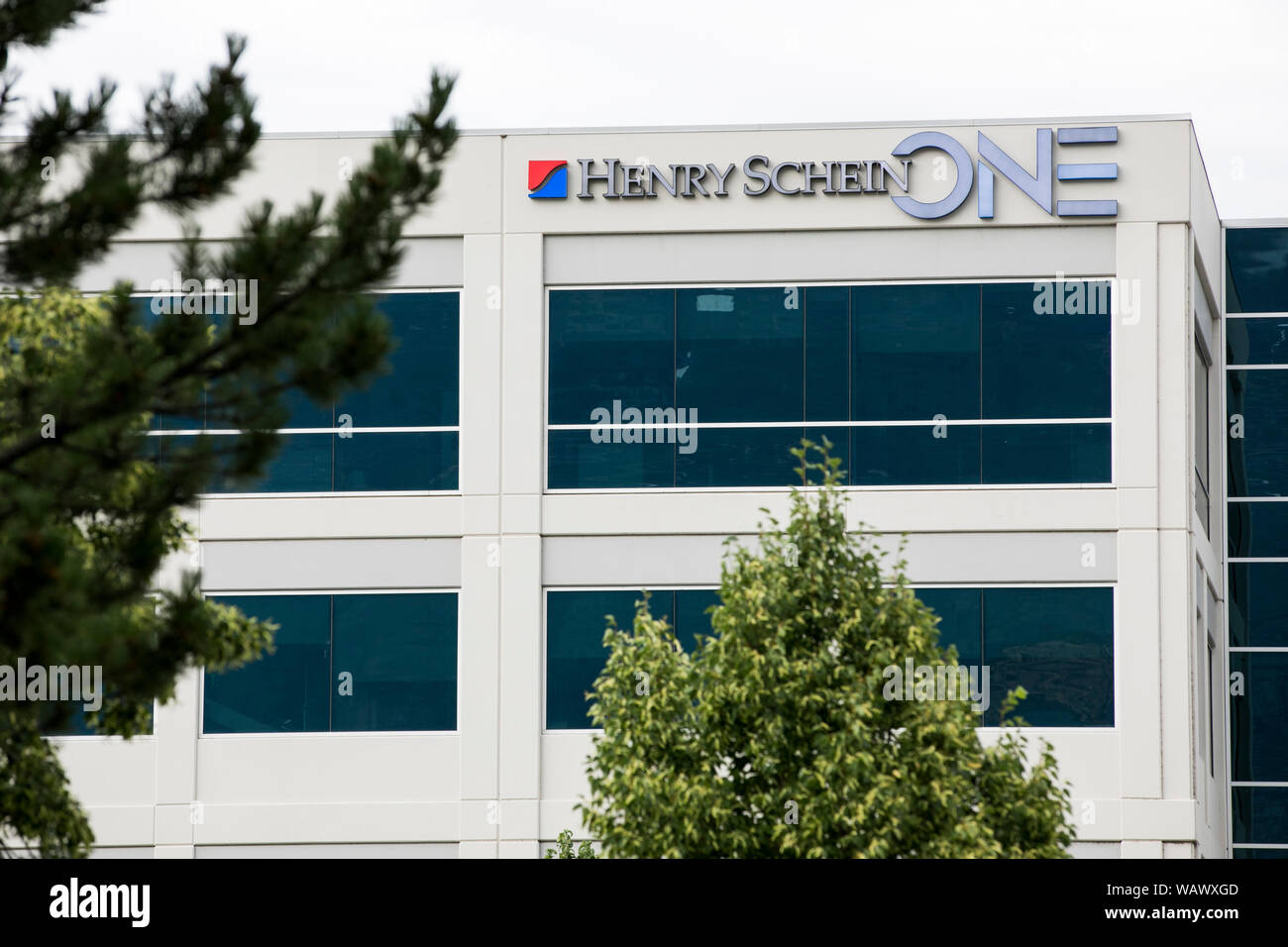 A logo sign outside of a facility occupied by Henry Schein Inc., in American Fork, Utah on July 27, 2019. Stock Photo