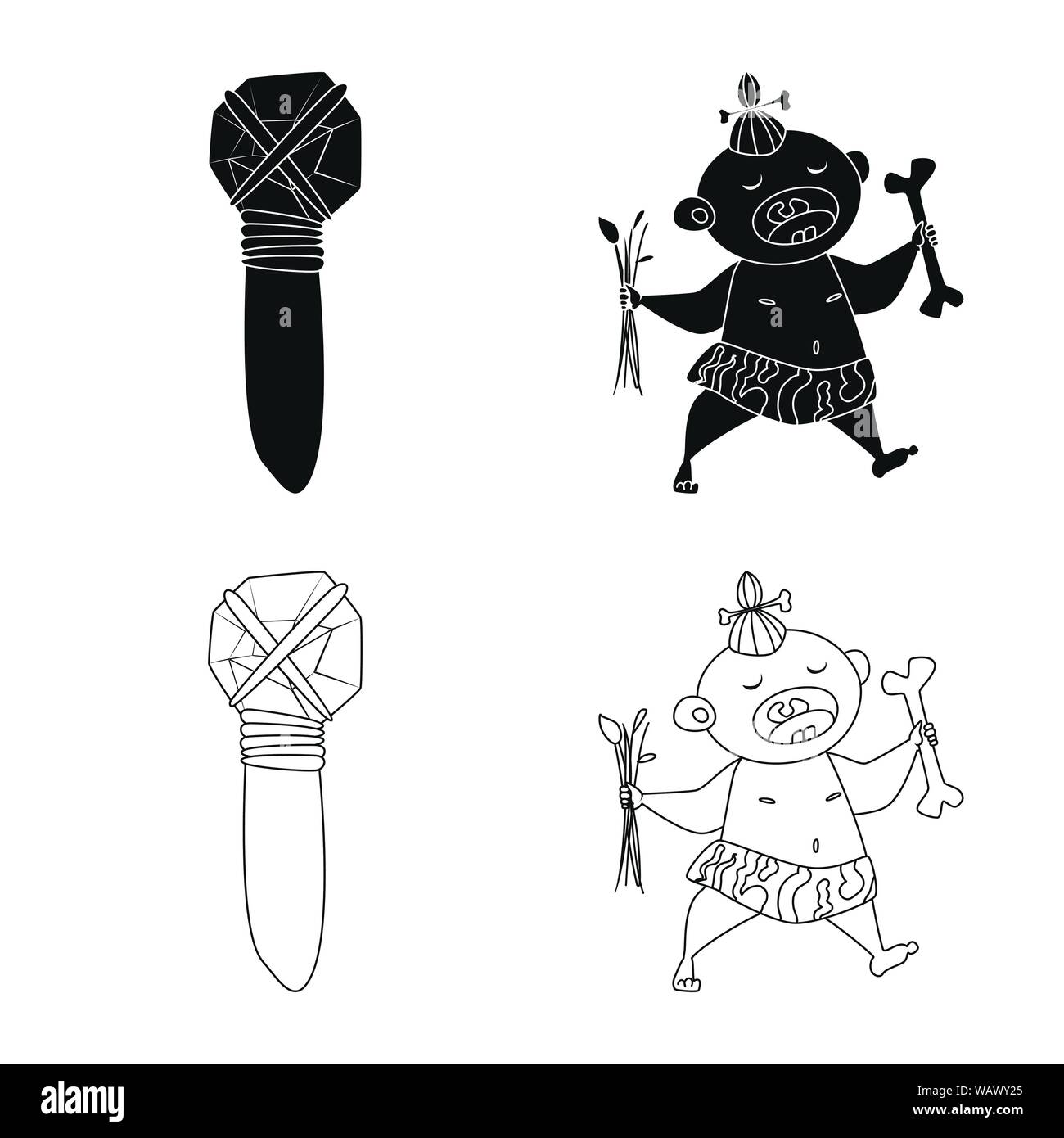 Isolated object of evolution and prehistory icon. Collection of ...
