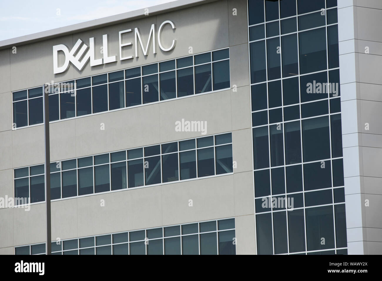 A logo sign outside of a facility occupied by Dell EMC in Draper, Utah on July 27, 2019. Stock Photo