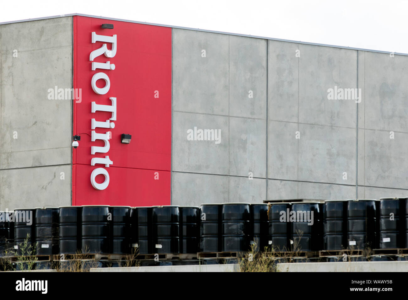 A logo sign outside of a facility occupied by Rio Tinto in South Jordan, Utah on July 27, 2019. Stock Photo