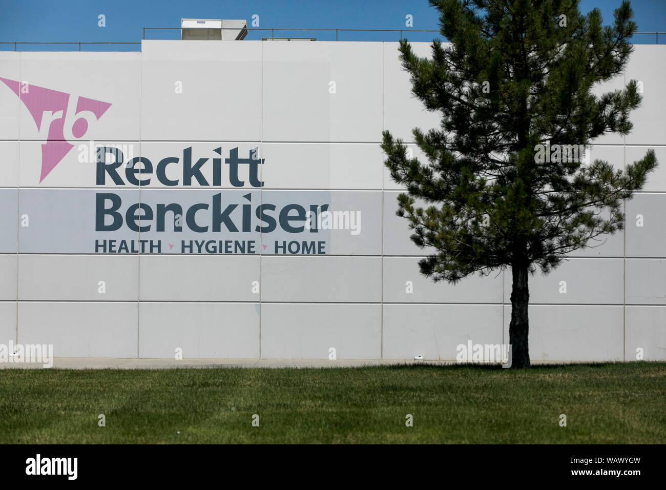 A logo sign outside of a facility occupied by the Reckitt Benckiser Group  in Salt Lake City, Utah on July 28, 2019 Stock Photo - Alamy