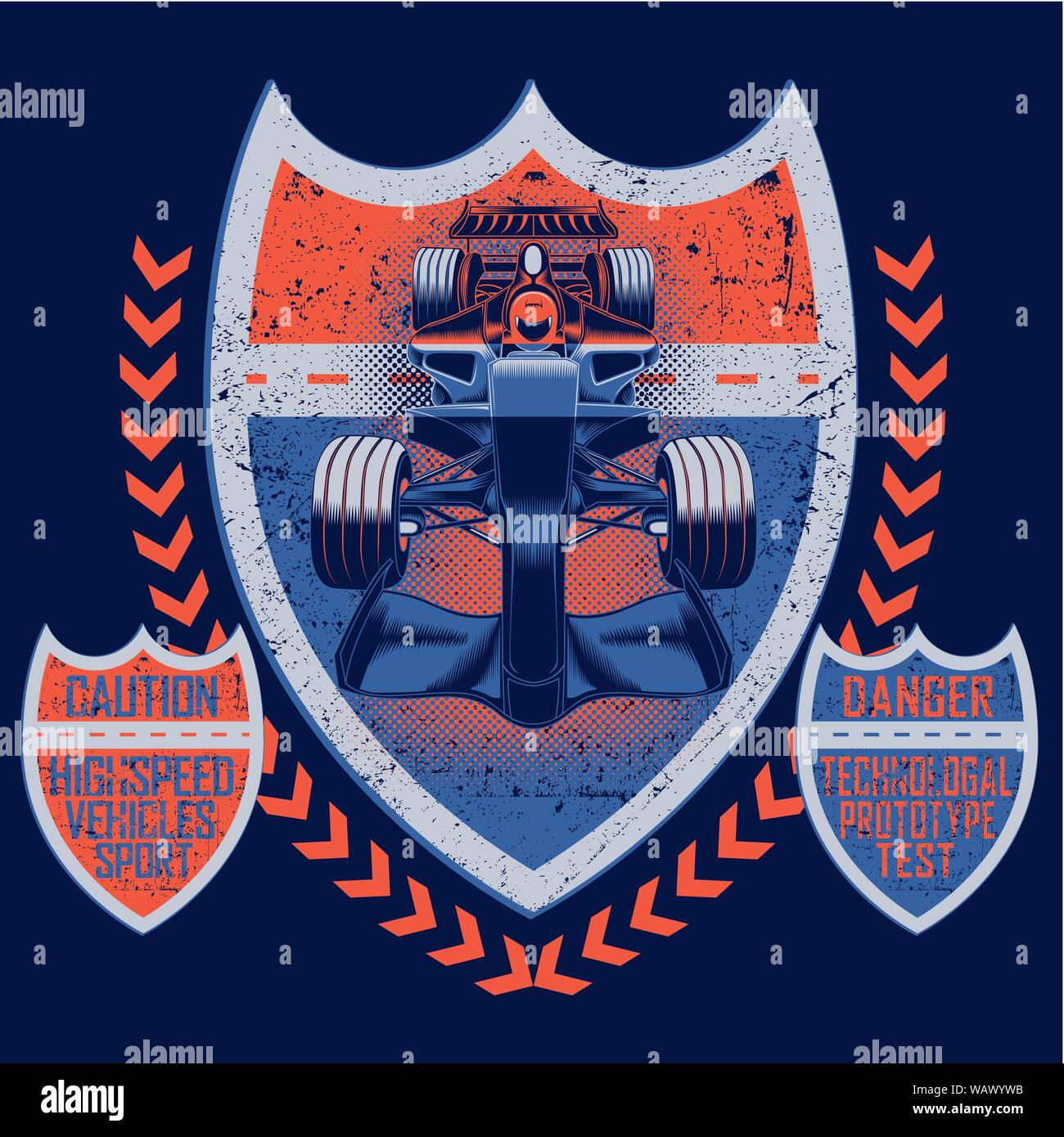 Vector image label with a picture of a racing car. Championship extreme ...