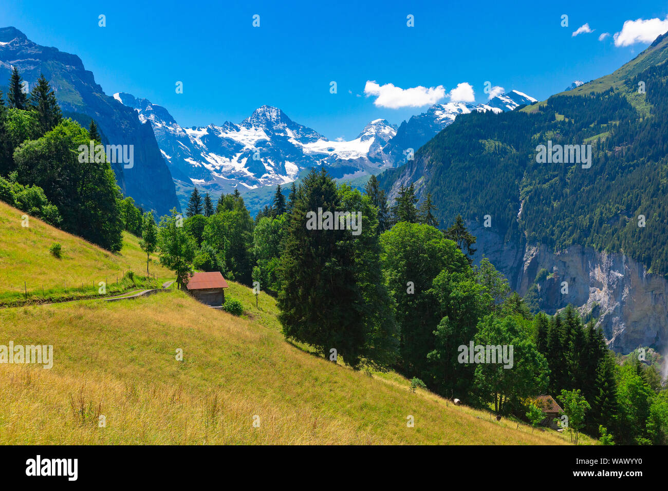 Mountain village Wengen, Switzerland Stock Photo Alamy
