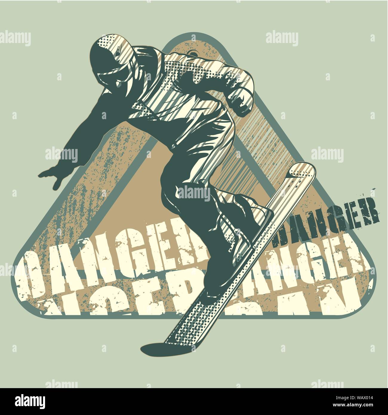 Snowboarder at jump on graphics background Stock Vector