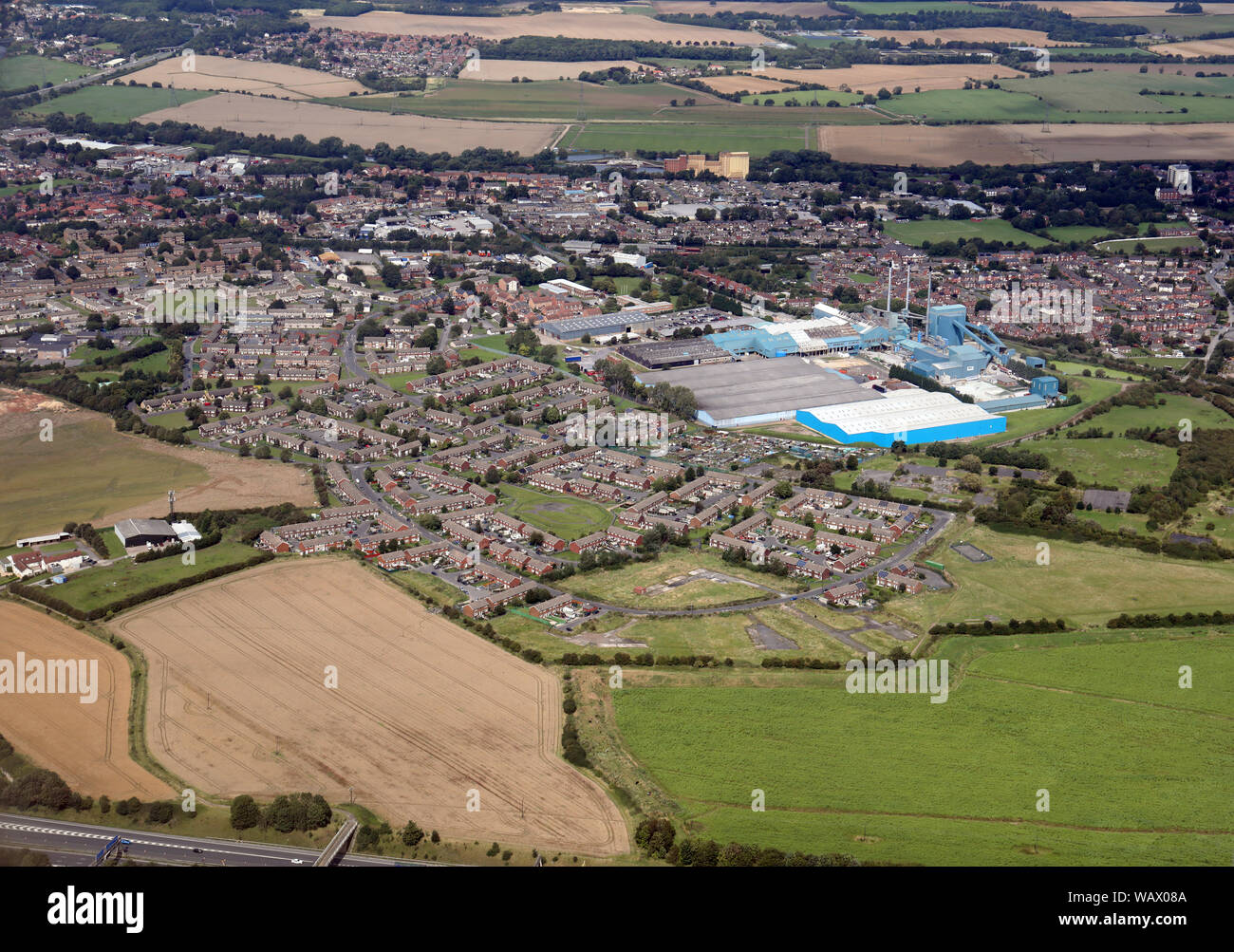 aerial view of Knottingley town, West Yorkshire Stock Photo