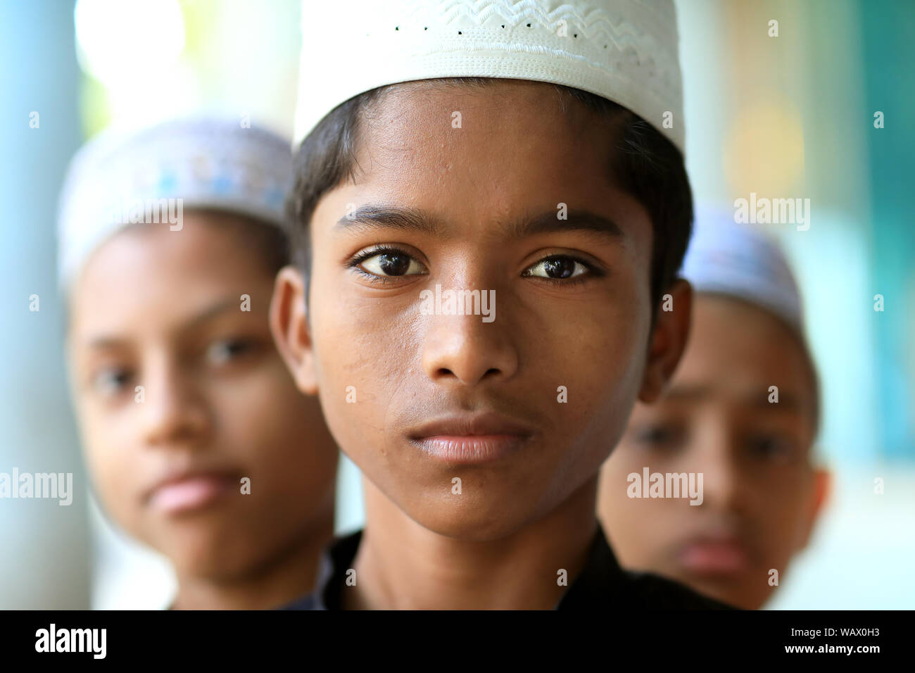 Muslim boys in a madrasa in Old Dhaka, Bangladesh Stock Photo